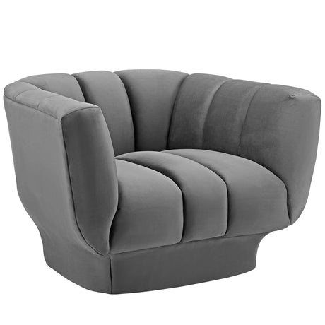 Modern Entertain Vertical Channel Armchair - Tufted Performance Velvet Lounge Accent Chair - BUILDMYPLACE