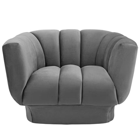 Modern Entertain Vertical Channel Armchair - Tufted Performance Velvet Lounge Accent Chair - BUILDMYPLACE