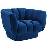 Modern Entertain Vertical Channel Armchair - Tufted Performance Velvet Lounge Accent Chair - BUILDMYPLACE