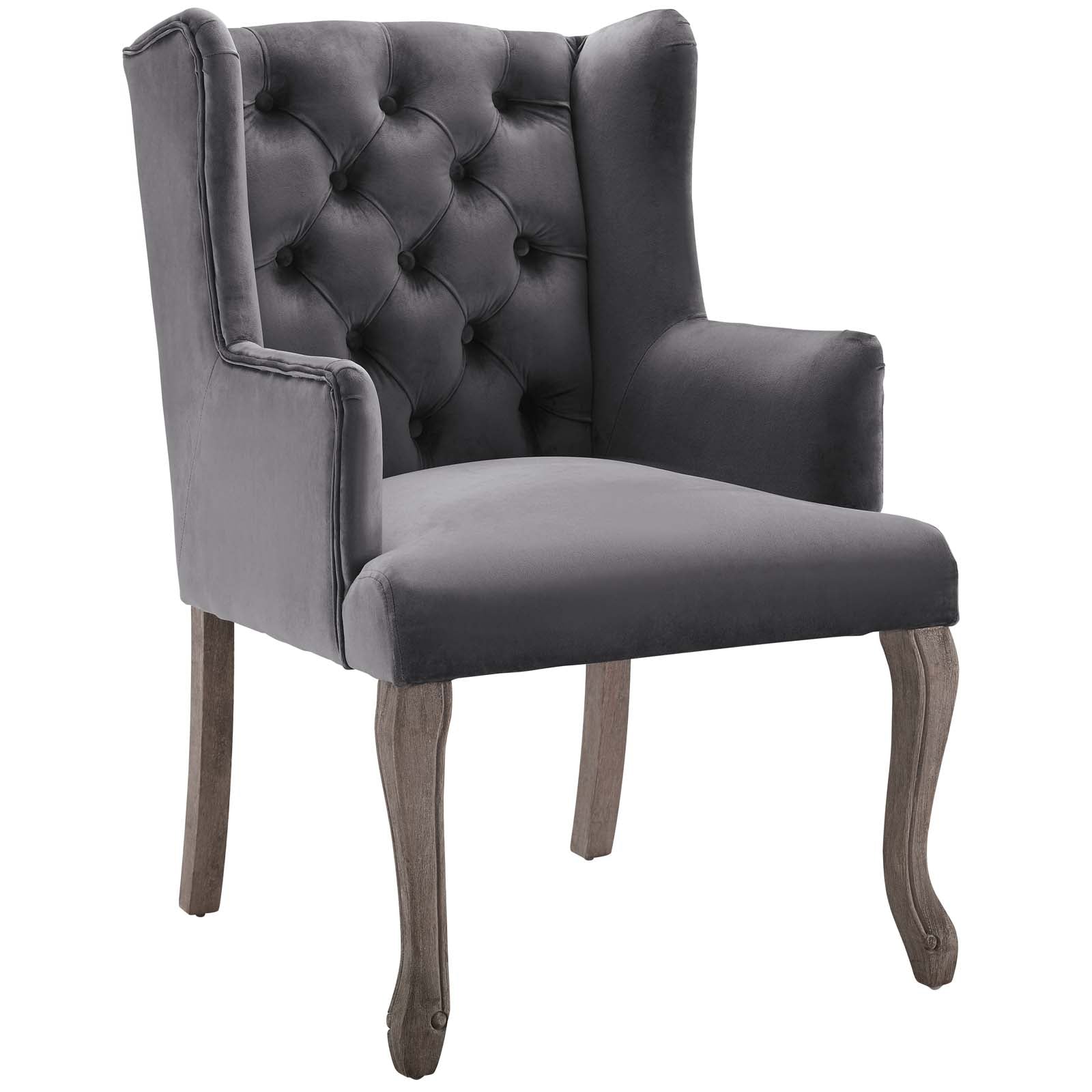Realm French Vintage Dining Performance Velvet Armchair - Modern Dining Chairs
