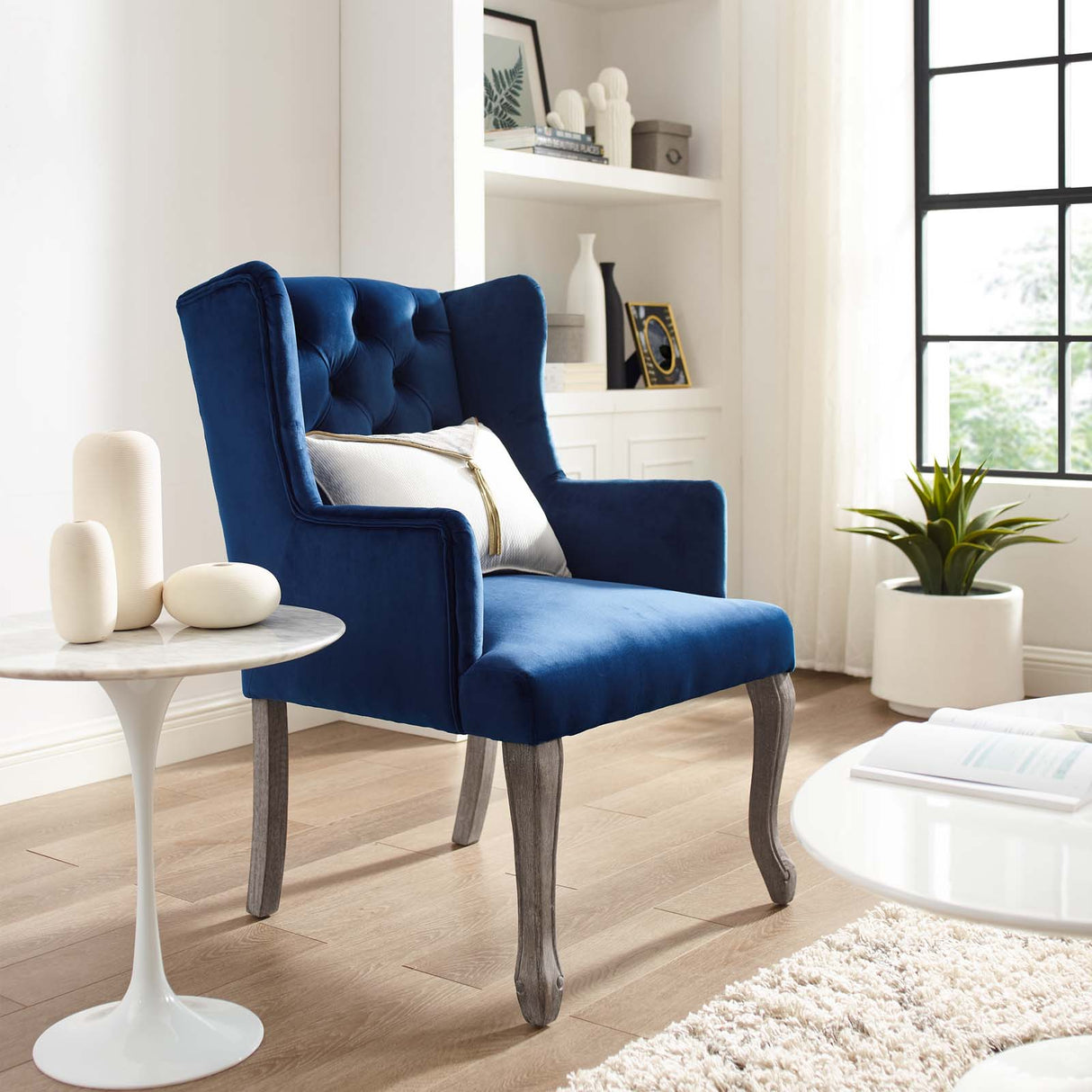 Realm French Vintage Dining Performance Velvet Armchair - Modern Dining Chairs - BUILDMYPLACE