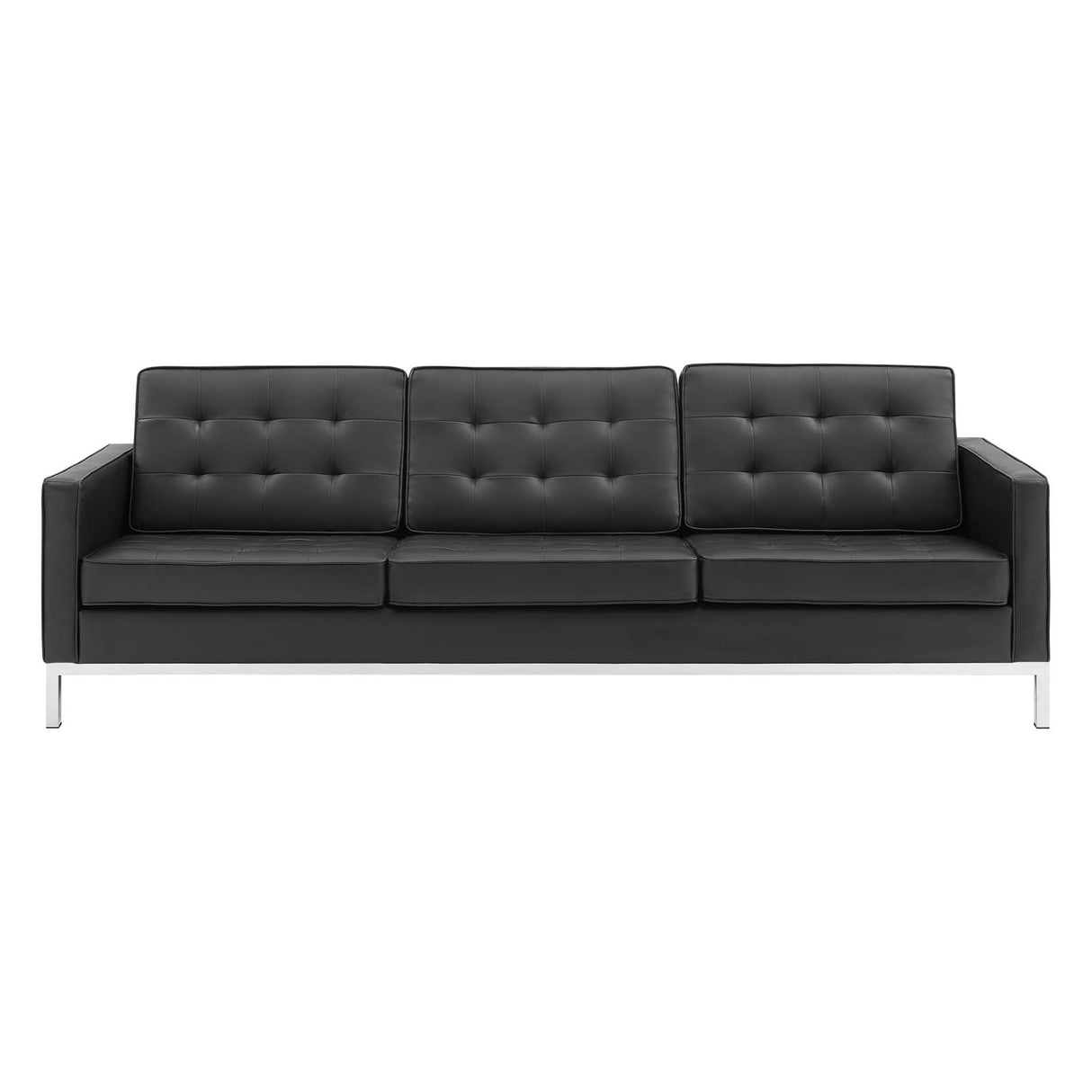 Loft Tufted Upholstered Faux Leather Sofa - BUILDMYPLACE