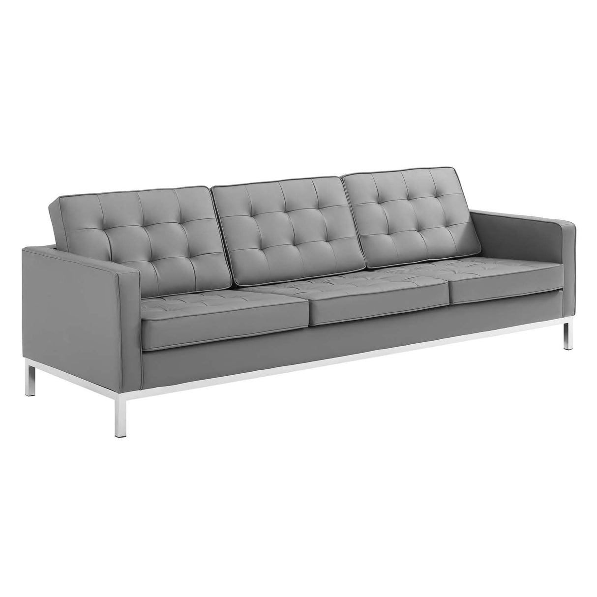 Loft Tufted Upholstered Faux Leather Sofa - BUILDMYPLACE