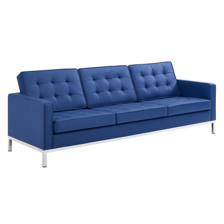 Loft Tufted Upholstered Faux Leather Sofa - BUILDMYPLACE