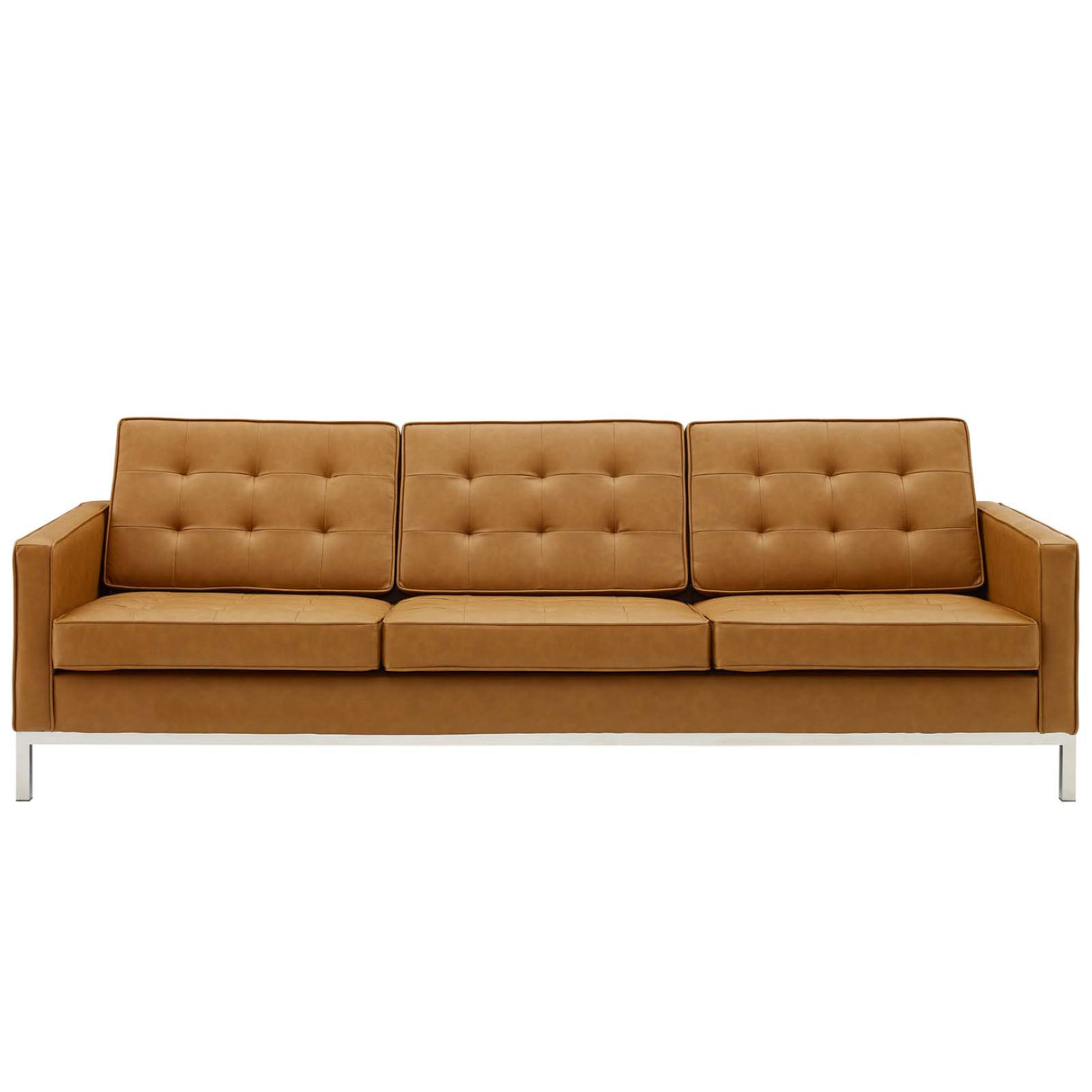 Loft Tufted Upholstered Faux Leather Sofa - BUILDMYPLACE