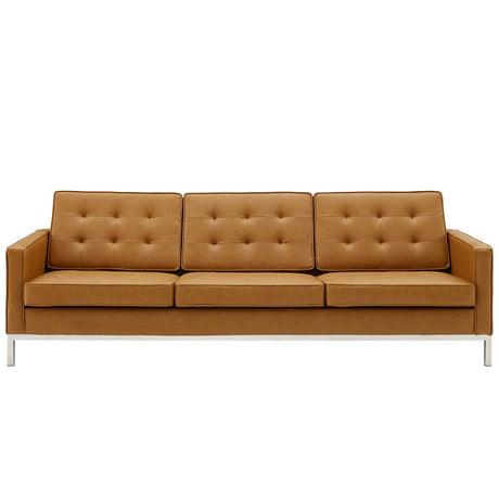 Loft Tufted Upholstered Faux Leather Sofa - BUILDMYPLACE