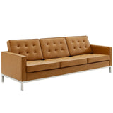 Loft Tufted Upholstered Faux Leather Sofa - BUILDMYPLACE