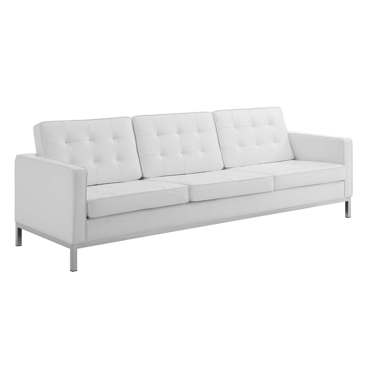 Loft Tufted Upholstered Faux Leather Sofa - BUILDMYPLACE