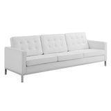 Loft Tufted Upholstered Faux Leather Sofa - BUILDMYPLACE