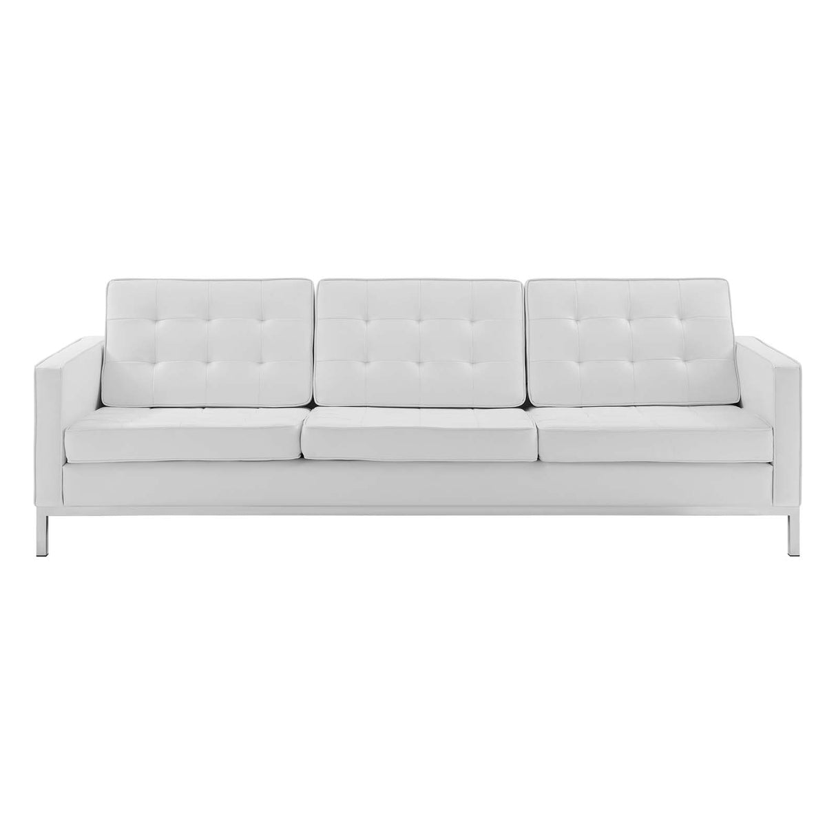 Loft Tufted Upholstered Faux Leather Sofa - BUILDMYPLACE