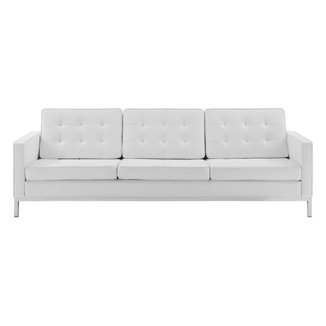 Loft Tufted Upholstered Faux Leather Sofa - BUILDMYPLACE