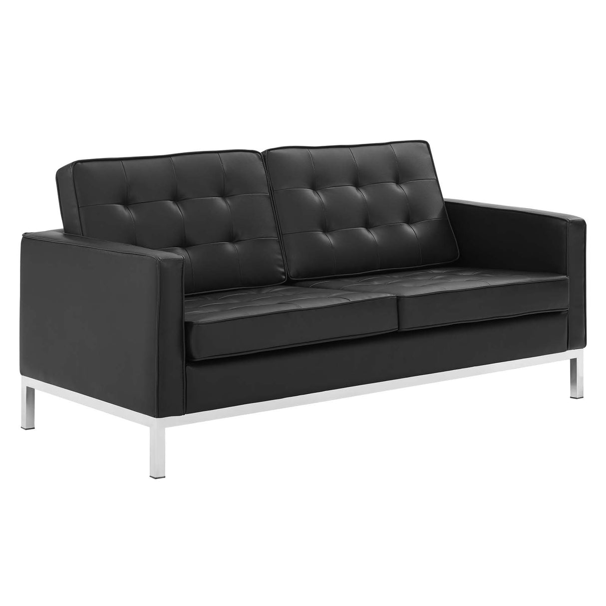 Loft Tufted Upholstered Faux Leather Loveseat - BUILDMYPLACE