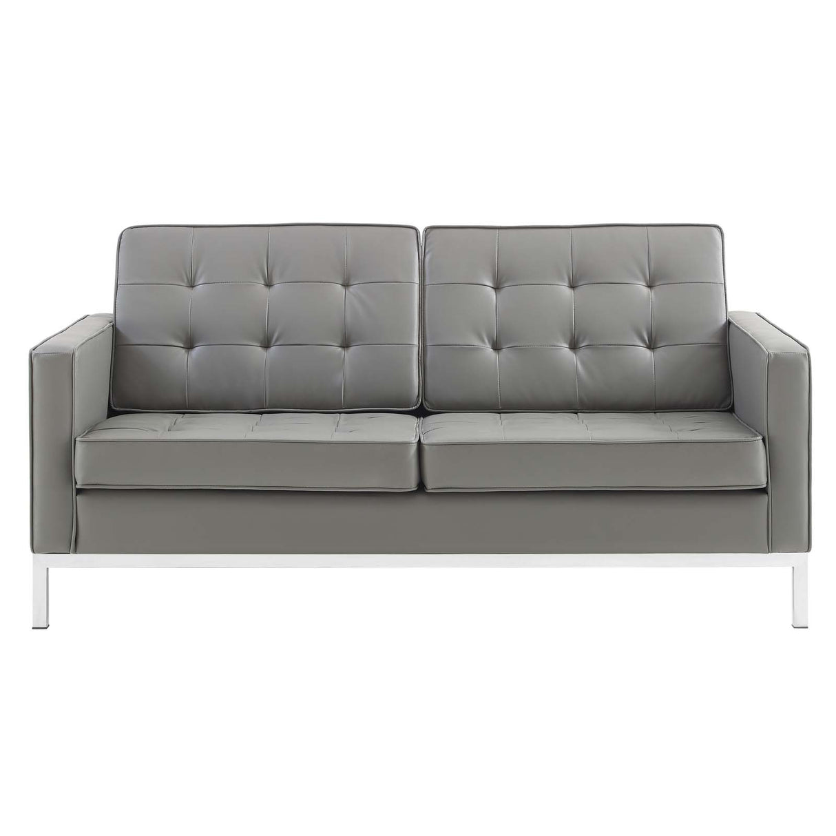 Loft Tufted Upholstered Faux Leather Loveseat - BUILDMYPLACE