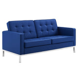 Loft Tufted Upholstered Faux Leather Loveseat - BUILDMYPLACE