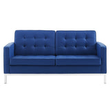 Loft Tufted Upholstered Faux Leather Loveseat - BUILDMYPLACE