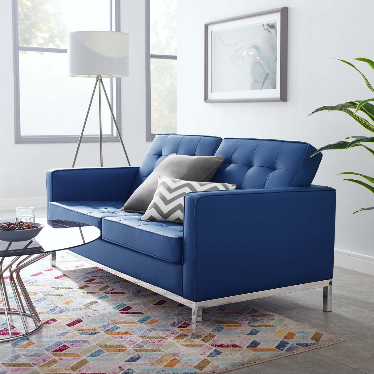 Loft Tufted Upholstered Faux Leather Loveseat - BUILDMYPLACE