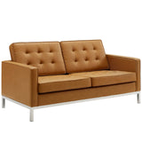 Loft Tufted Upholstered Faux Leather Loveseat - BUILDMYPLACE