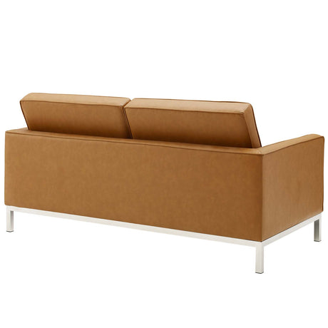 Loft Tufted Upholstered Faux Leather Loveseat - BUILDMYPLACE