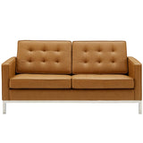 Loft Tufted Upholstered Faux Leather Loveseat - BUILDMYPLACE