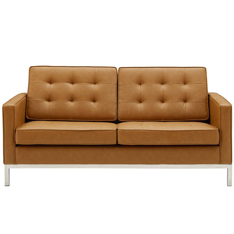 Loft Tufted Upholstered Faux Leather Loveseat - BUILDMYPLACE