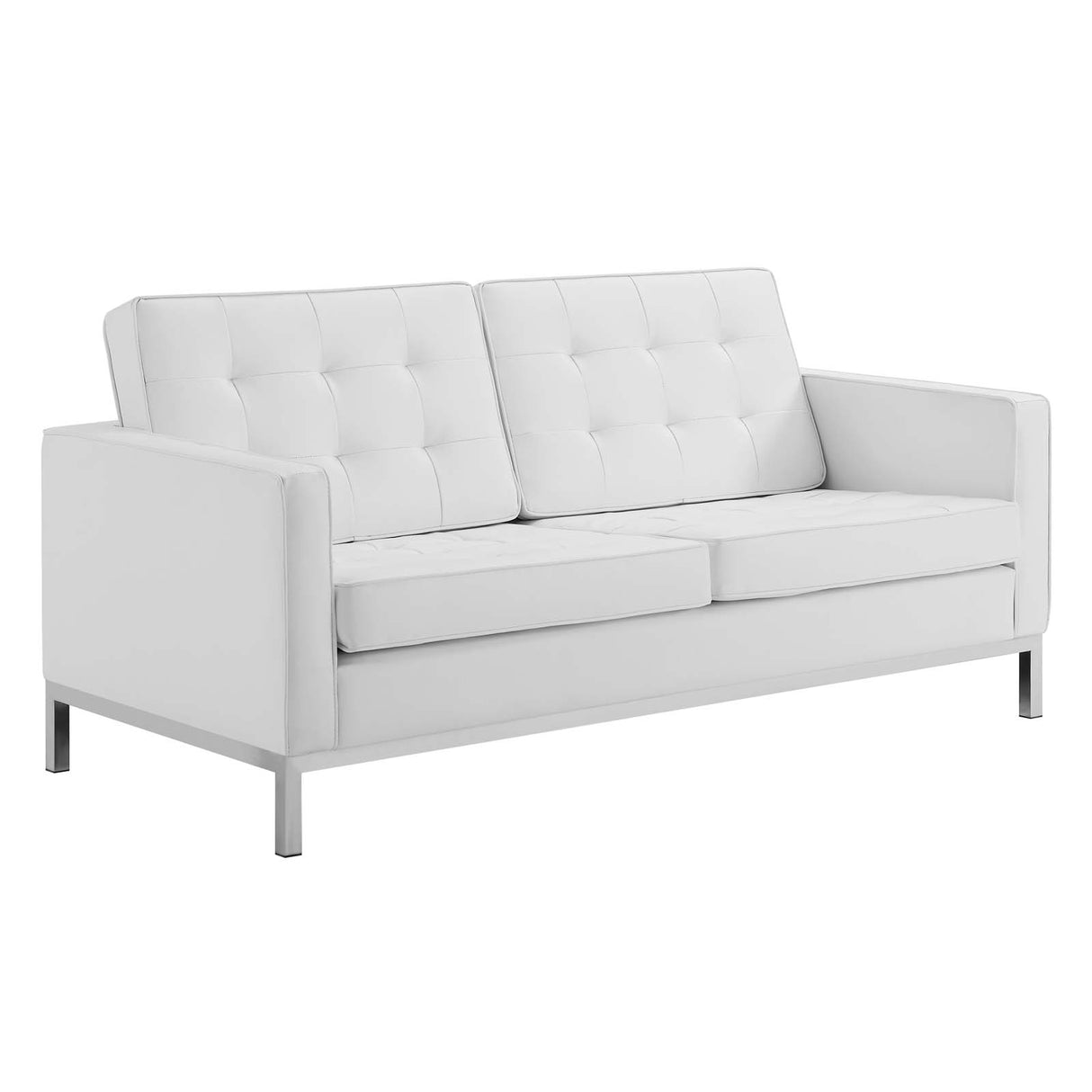 Loft Tufted Upholstered Faux Leather Loveseat - BUILDMYPLACE