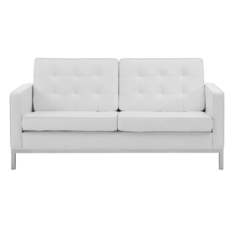 Loft Tufted Upholstered Faux Leather Loveseat - BUILDMYPLACE