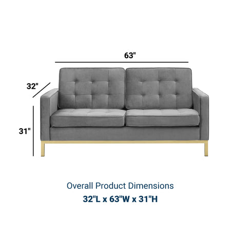 Loft Gold Stainless Steel Leg Performance Velvet Loveseat - BUILDMYPLACE