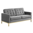 Loft Gold Stainless Steel Leg Performance Velvet Loveseat - BUILDMYPLACE