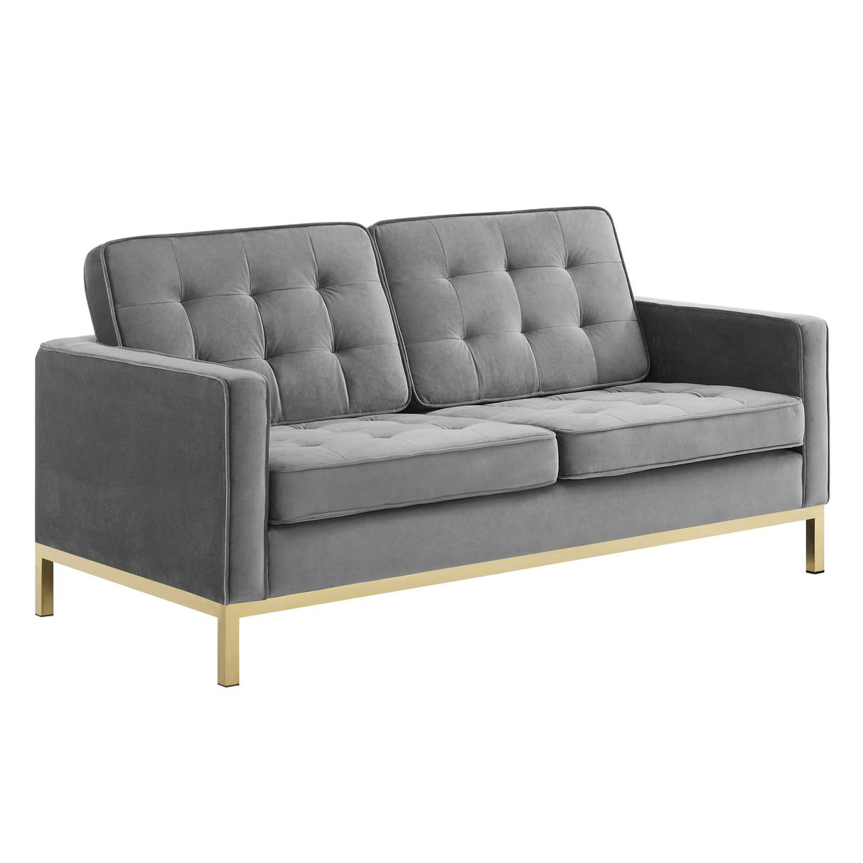 Loft Gold Stainless Steel Leg Performance Velvet Loveseat - BUILDMYPLACE