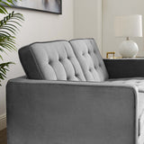 Loft Gold Stainless Steel Leg Performance Velvet Loveseat - BUILDMYPLACE