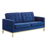 Loft Gold Stainless Steel Leg Performance Velvet Loveseat - BUILDMYPLACE