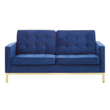 Loft Gold Stainless Steel Leg Performance Velvet Loveseat - BUILDMYPLACE