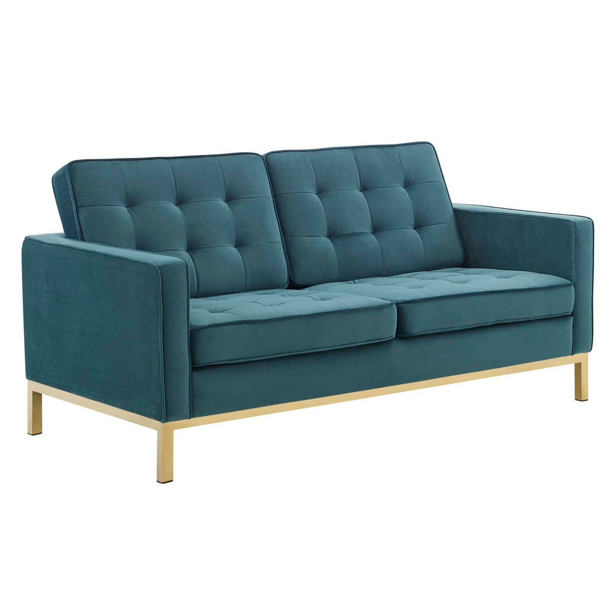 Loft Gold Stainless Steel Leg Performance Velvet Loveseat - BUILDMYPLACE