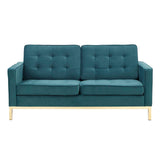 Loft Gold Stainless Steel Leg Performance Velvet Loveseat - BUILDMYPLACE