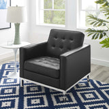 Loft Tufted Upholstered Faux Leather Armchair