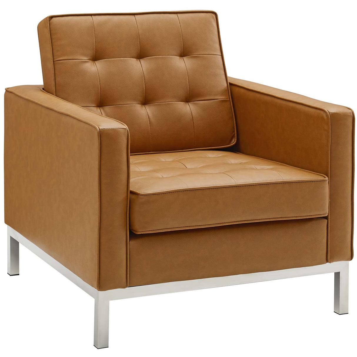 Loft Tufted Upholstered Faux Leather Armchair