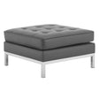 Loft Tufted Upholstered Faux Leather Ottoman - Silver Black Ottoman In Silver Tan - BUILDMYPLACE