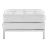 Loft Tufted Upholstered Faux Leather Ottoman - Silver Black Ottoman In Silver Tan - BUILDMYPLACE