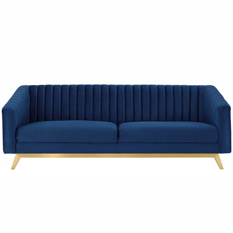 Valiant Vertical Channel Tufted Performance Velvet Sofa - BUILDMYPLACE