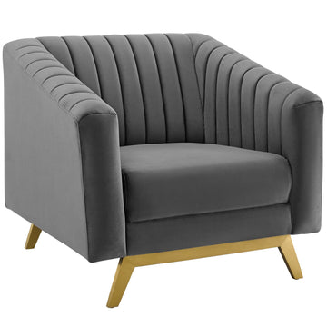 Valiant Vertical Channel Tufted Performance Velvet Armchair - Accent Chairs For Living Room