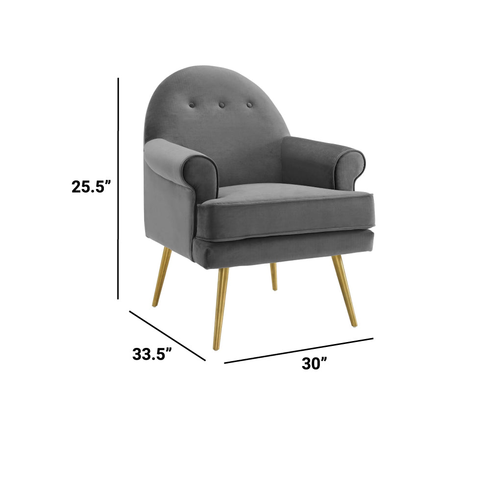 Revive Tufted Button Accent Performance Velvet Armchair - Living Room Chair - Gold Steel Legs - BUILDMYPLACE