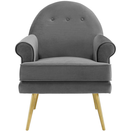 Revive Tufted Button Accent Performance Velvet Armchair - Living Room Chair - Gold Steel Legs - BUILDMYPLACE