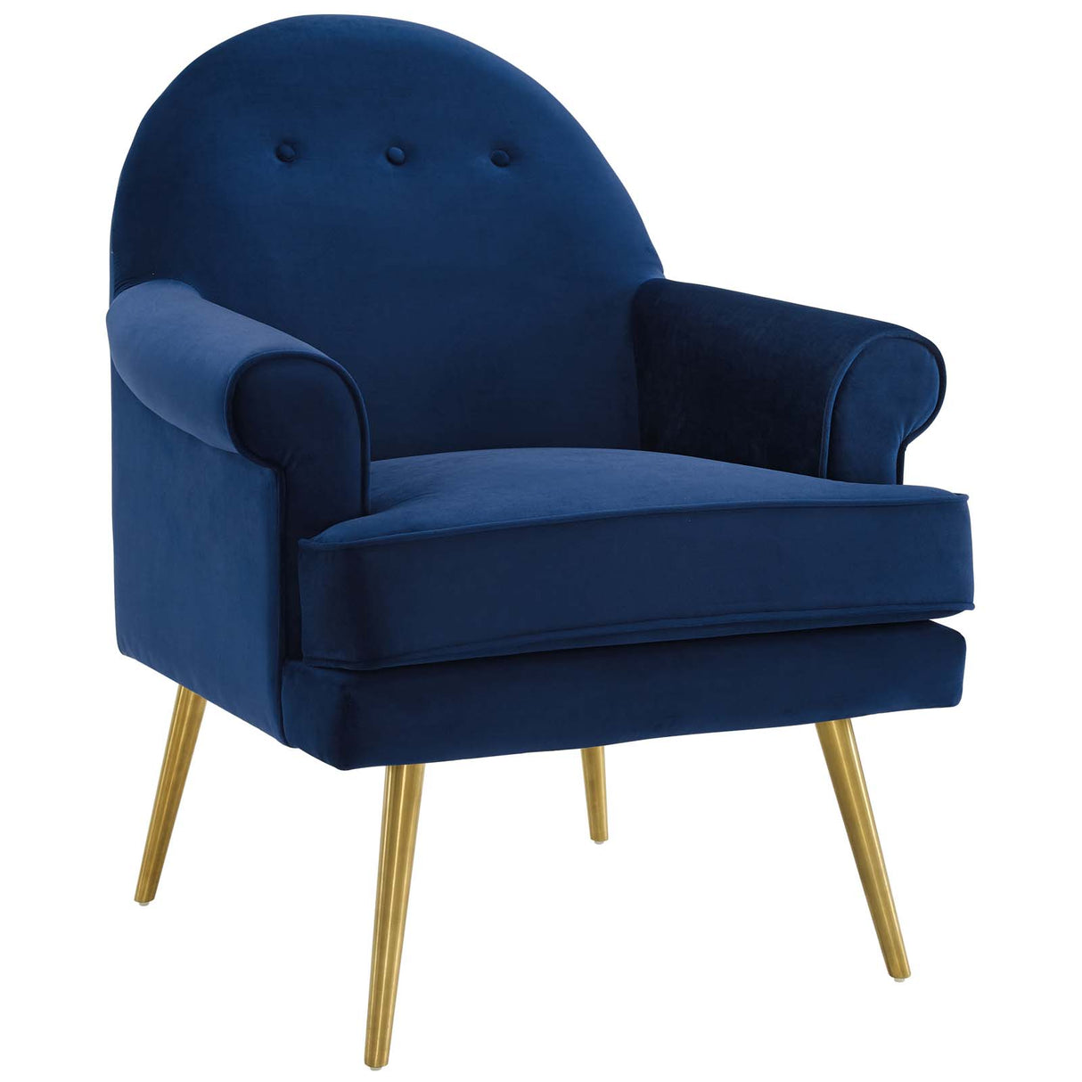 Revive Tufted Button Accent Performance Velvet Armchair - Living Room Chair - Gold Steel Legs - BUILDMYPLACE