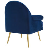 Revive Tufted Button Accent Performance Velvet Armchair - Living Room Chair - Gold Steel Legs - BUILDMYPLACE