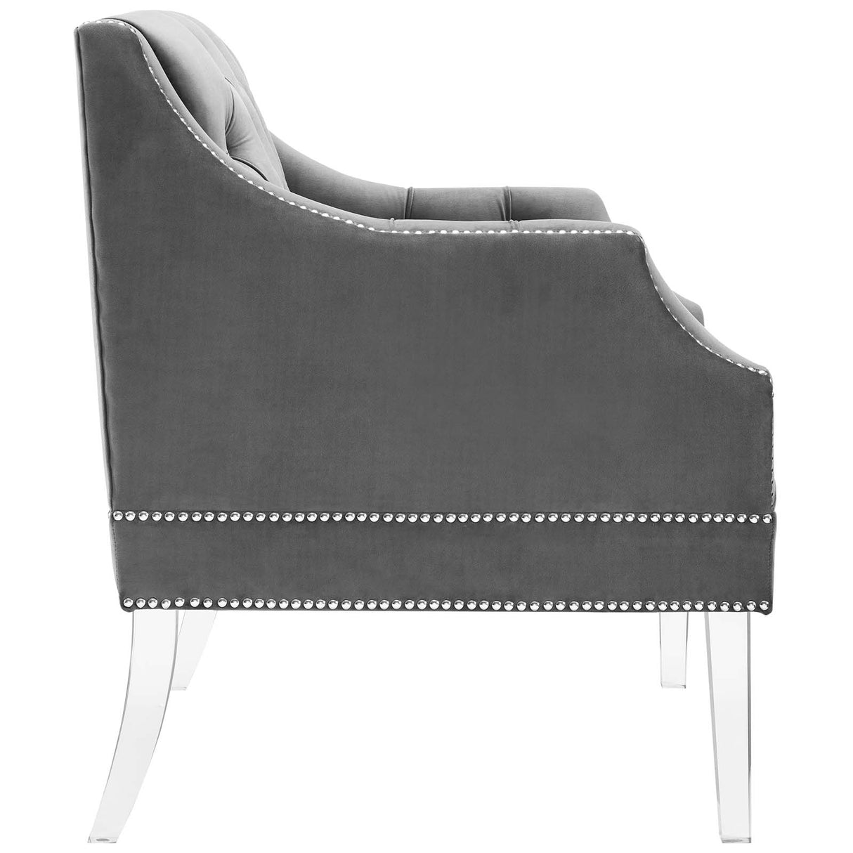 Proverbial Tufted Button Accent Performance Velvet Armchair - Modern Back Support Lounge Chair - BUILDMYPLACE