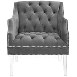 Proverbial Tufted Button Accent Performance Velvet Armchair - Modern Back Support Lounge Chair - BUILDMYPLACE