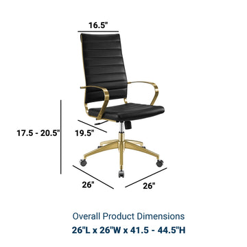 Jive Gold Stainless Steel Highback Ergonomic Computer Office Chair With Armrests