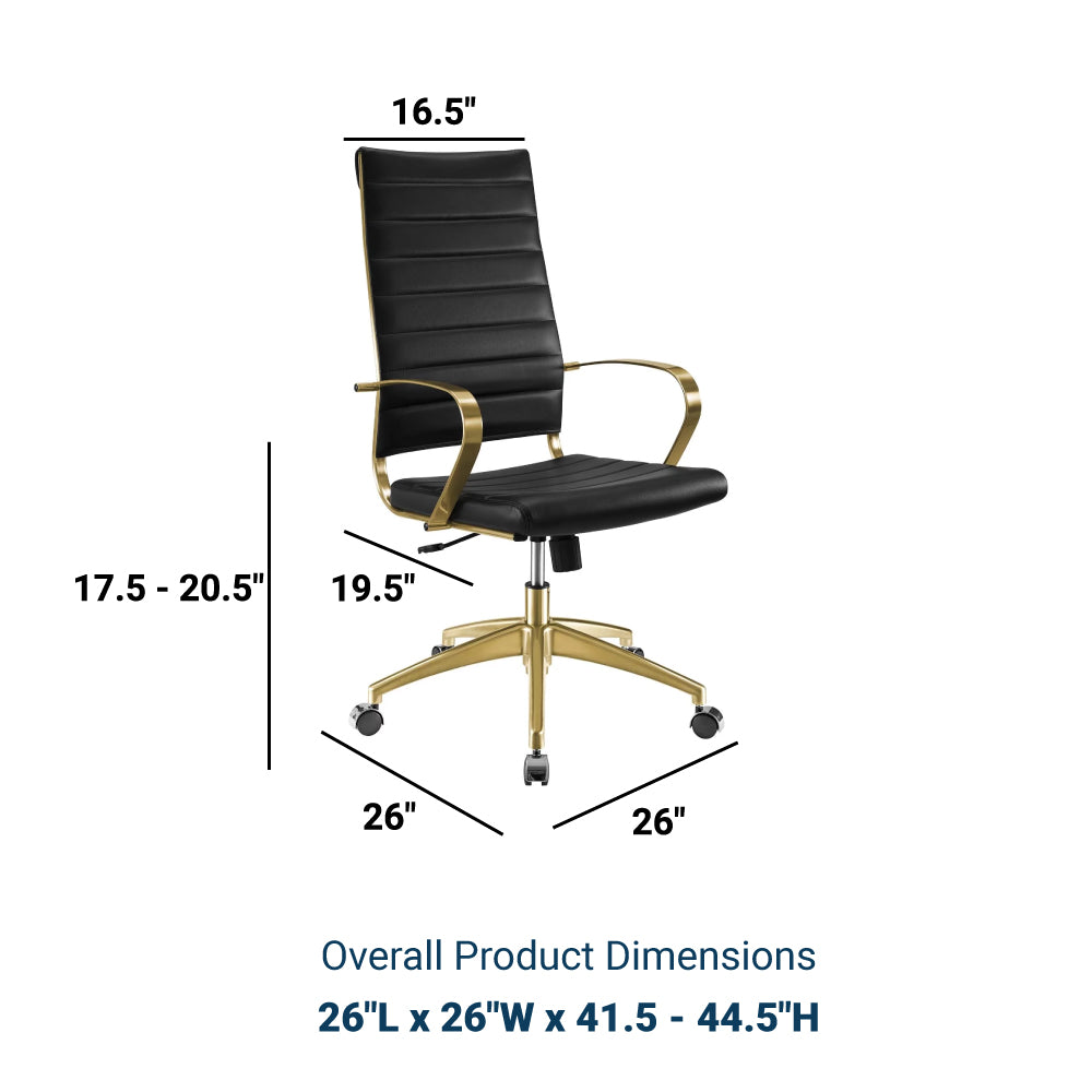 Jive Gold Stainless Steel Highback Ergonomic Computer Office Chair With Armrests - BUILDMYPLACE