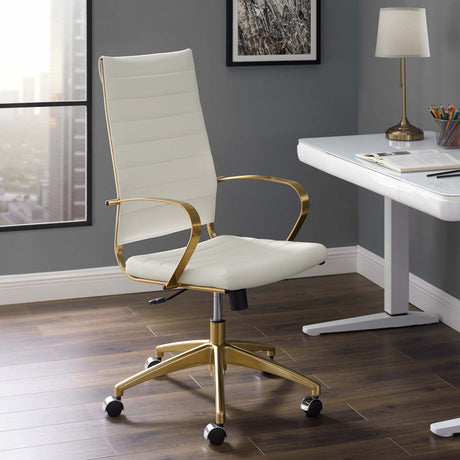 Jive Gold Stainless Steel Highback Ergonomic Computer Office Chair With Armrests - BUILDMYPLACE