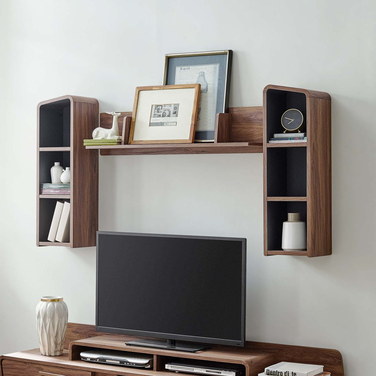 Modern Omnistand Wall Mounted Open Shelves - Bathroom Wood Wall Storage Shelf - BUILDMYPLACE